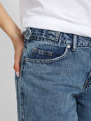 Tie Waist Denim Bermuda Shorts