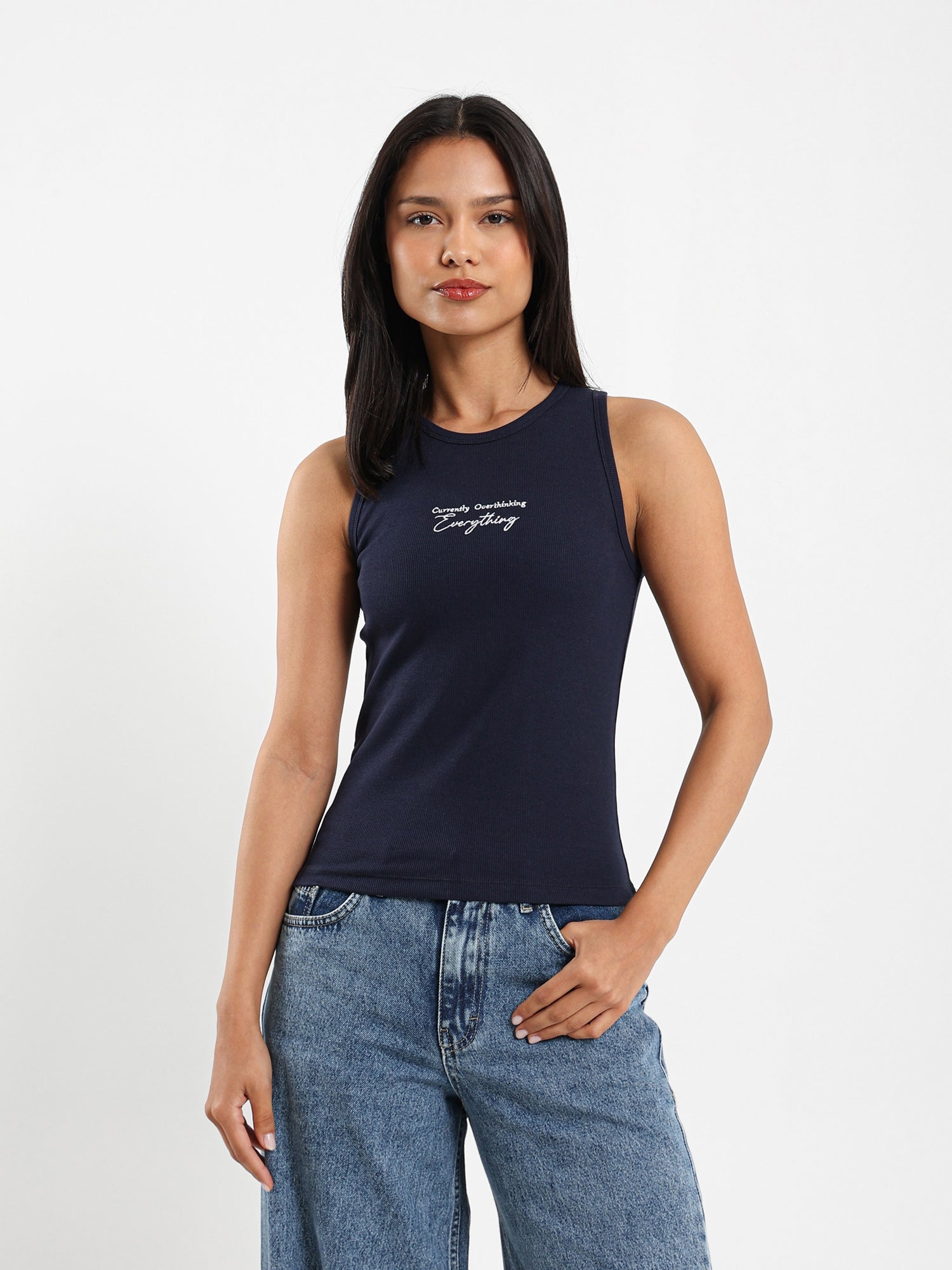 Embroidered Sleeveless Top