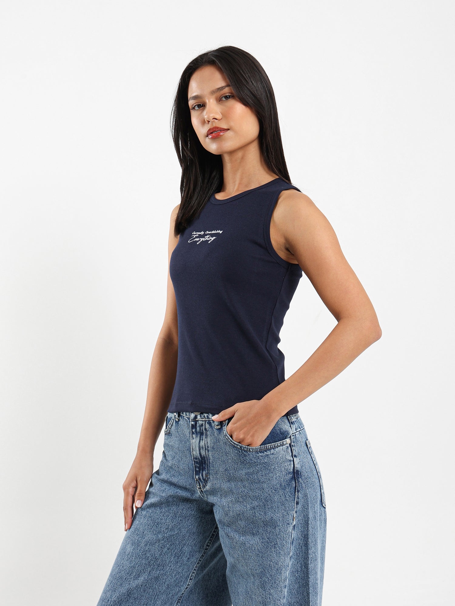 Embroidered Sleeveless Top