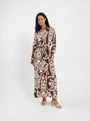 Printed Long Sleeve Shirt Dress