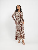 Printed Long Sleeve Shirt Dress