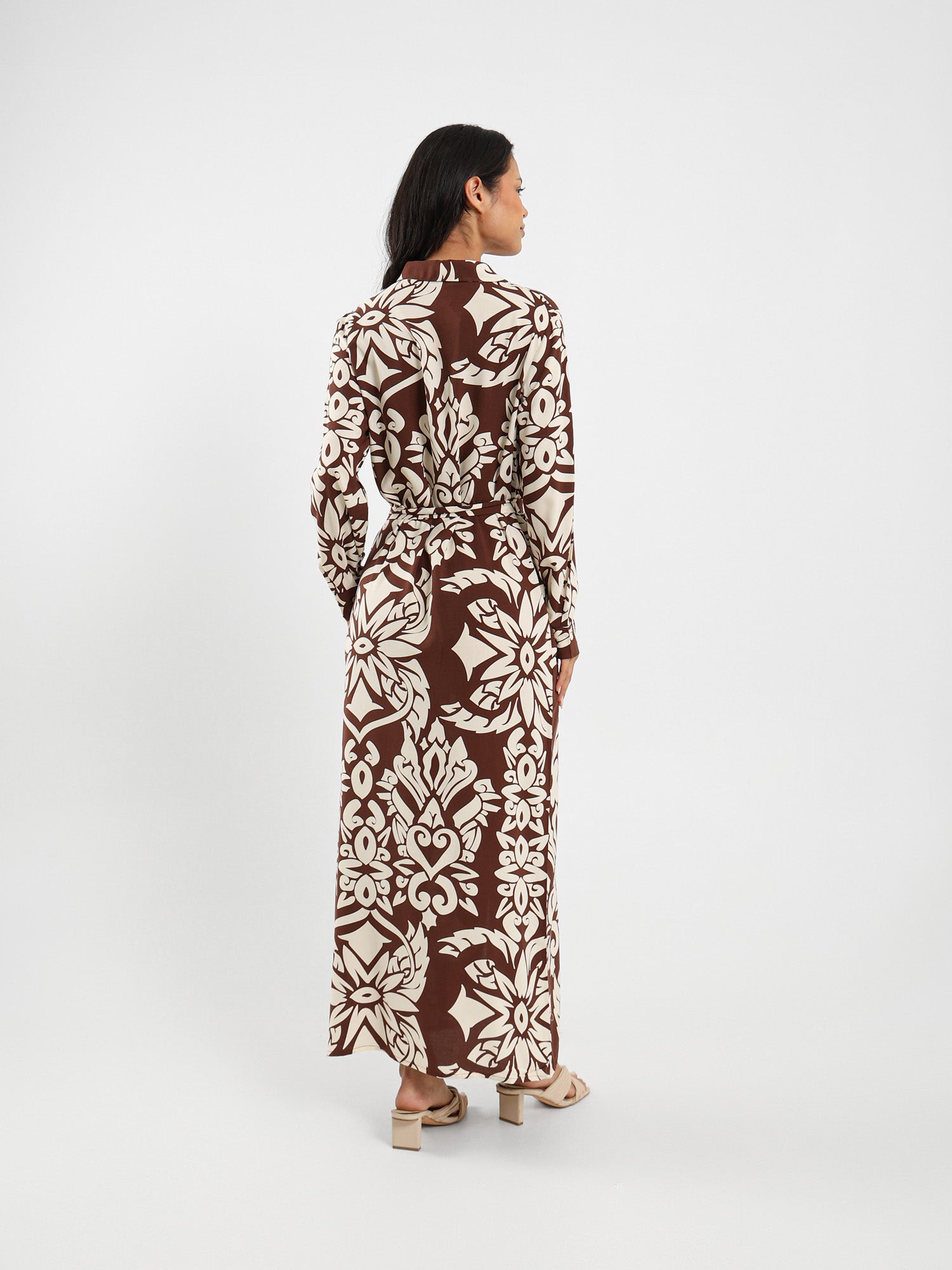 Printed Long Sleeve Shirt Dress
