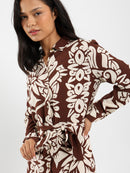 Printed Long Sleeve Shirt Dress