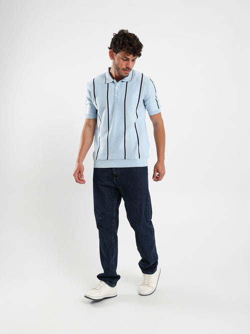 Pointelle Knit Cotton Polo With Collar