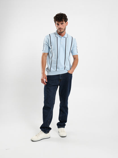 Pointelle Knit Cotton Polo With Collar