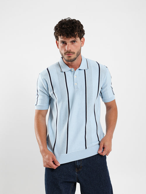Pointelle Knit Cotton Polo With Collar