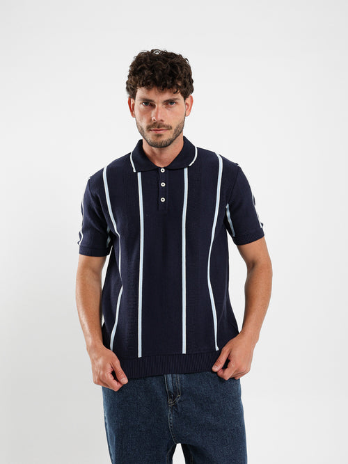 Pointelle Knit Cotton Polo With Collar