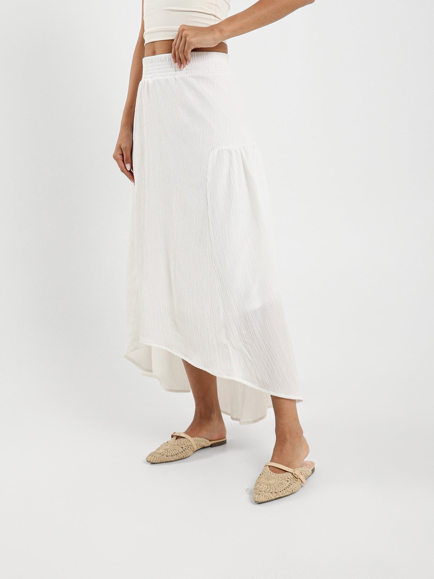 Tiered Crinkle Long Skirt