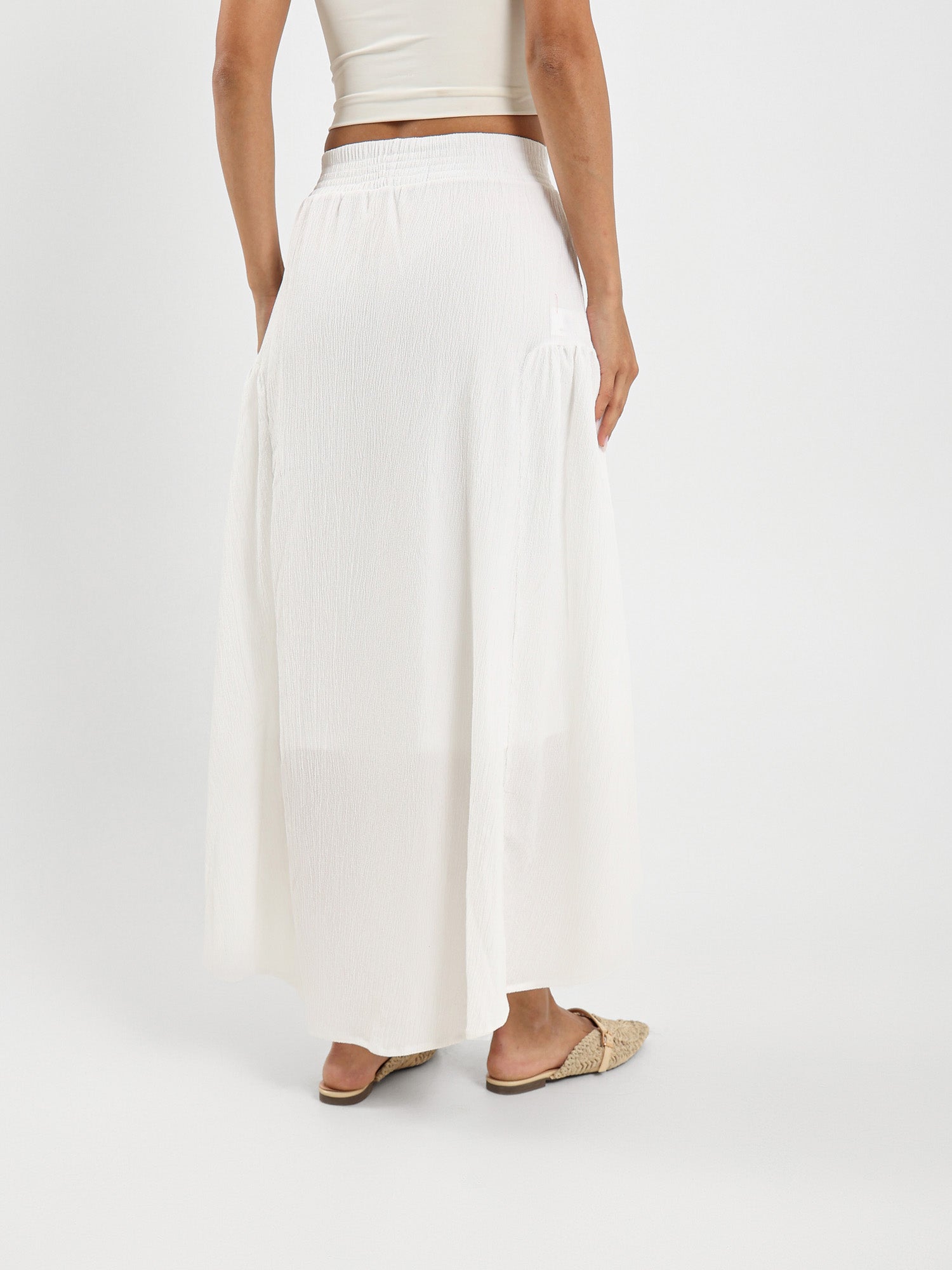 Tiered Crinkle Long Skirt