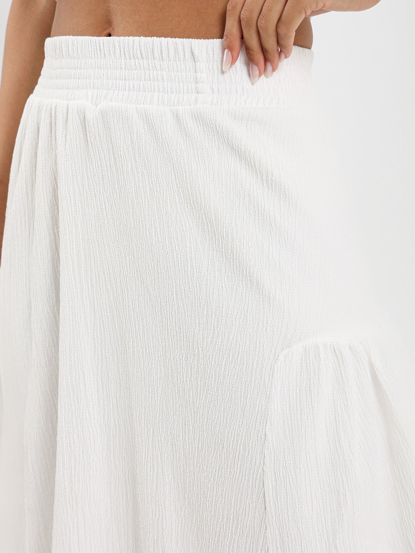 Tiered Crinkle Long Skirt