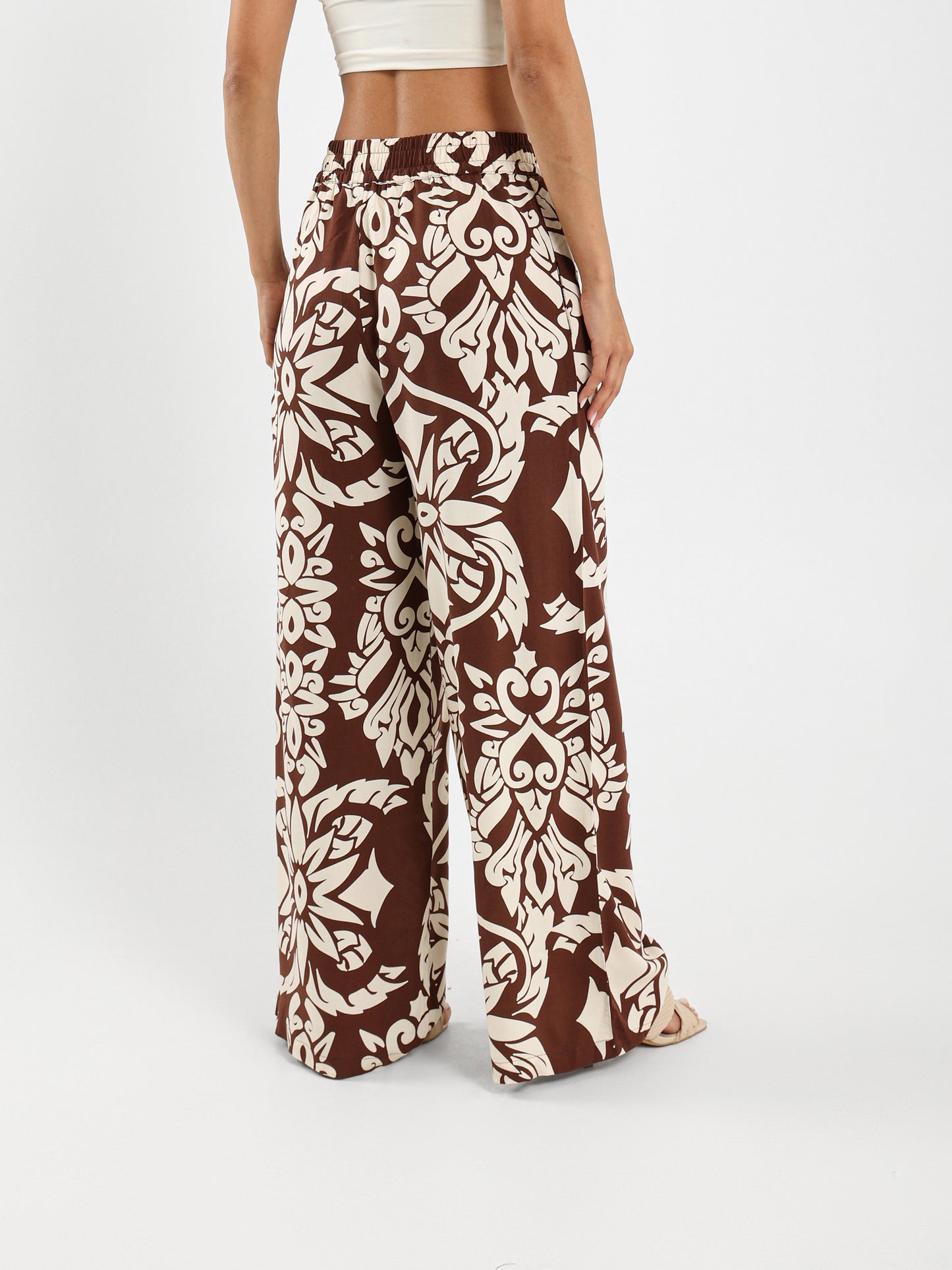 All-Over Print Wide Leg Pants
