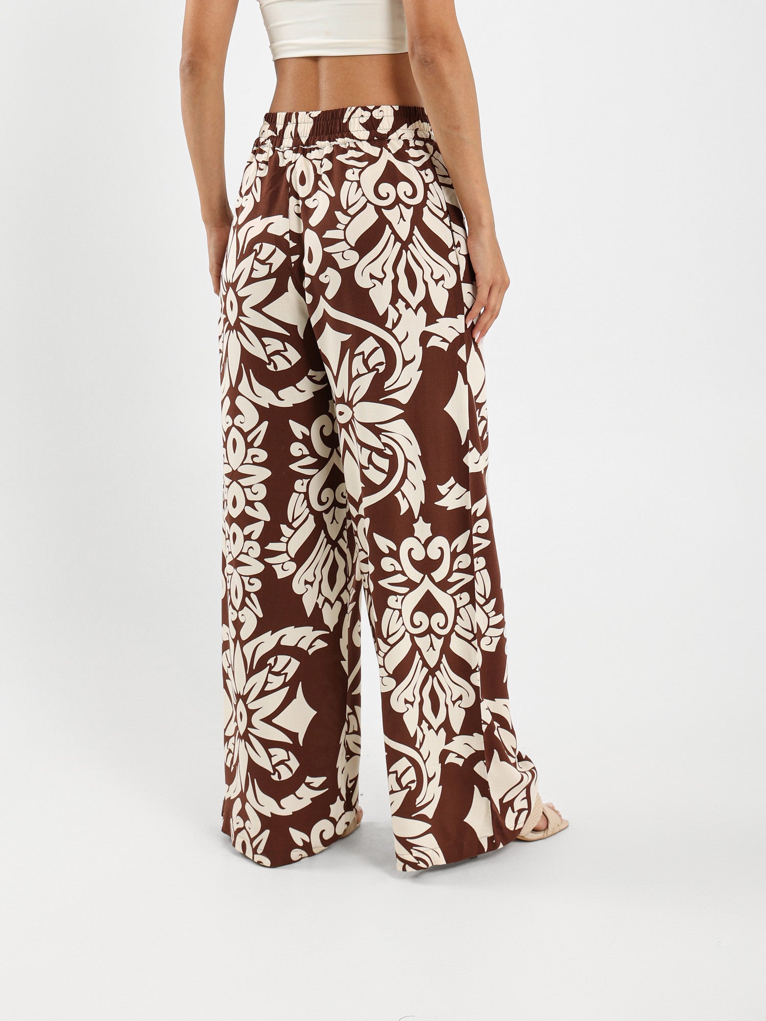 All-Over Print Wide Leg Pants