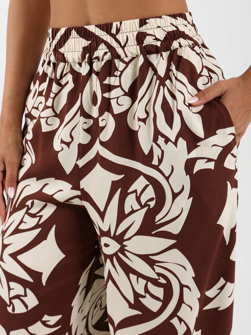 All-Over Print Wide Leg Pants