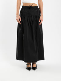 Drop Waist Maxi Skirt With Gathering