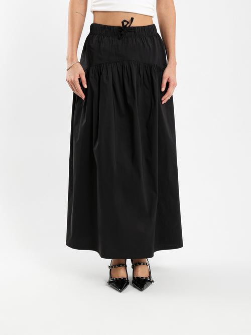 Drop Waist Maxi Skirt With Gathering