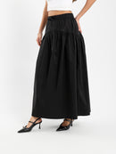 Drop Waist Maxi Skirt With Gathering