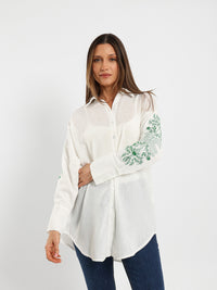 Embroidered Sleeve Long Shirt