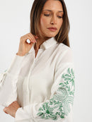 Embroidered Sleeve Long Shirt