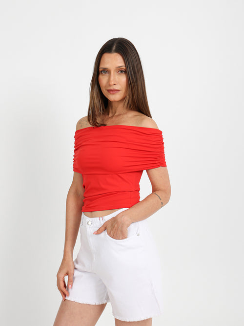 Off Shoulder Gathered Top