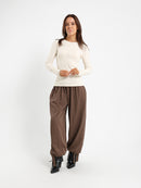 Crew Neck Long Sleeve Ribbed Top