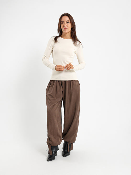 Crew Neck Long Sleeve Ribbed Top