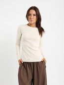Crew Neck Long Sleeve Ribbed Top