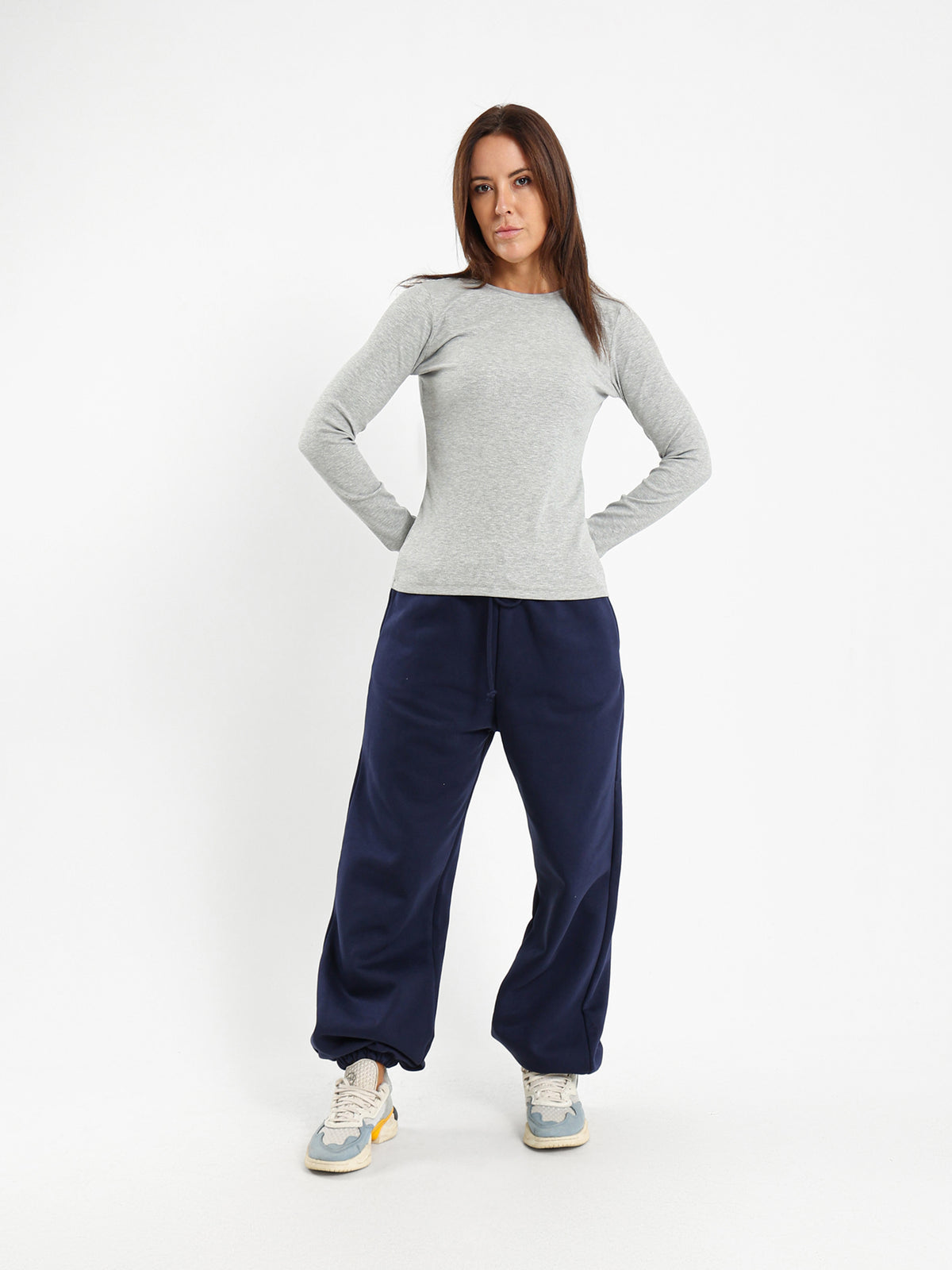 Crew Neck Long Sleeve Ribbed Top