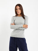 Crew Neck Long Sleeve Ribbed Top