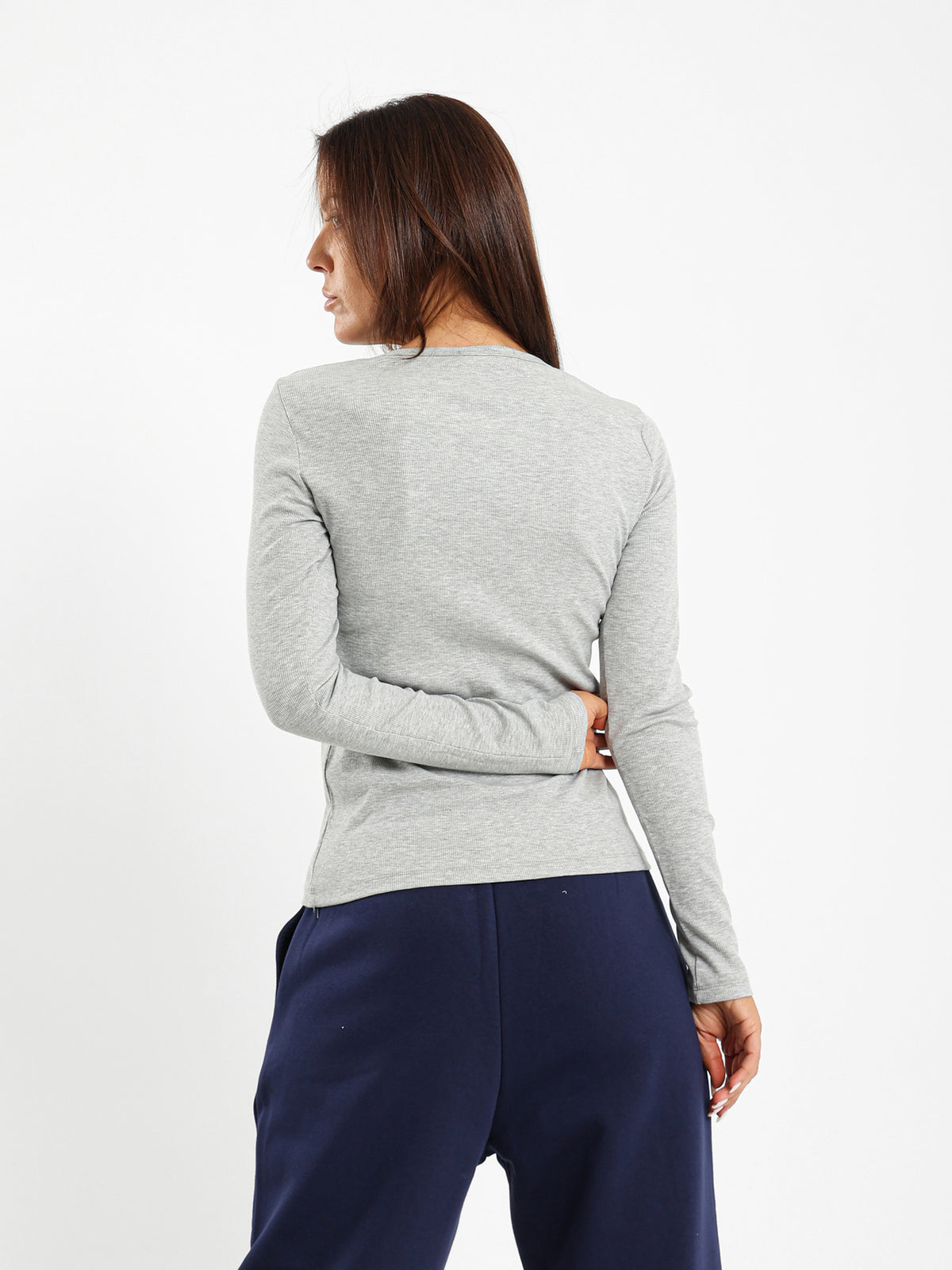 Crew Neck Long Sleeve Ribbed Top