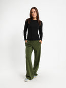 Crew Neck Long Sleeve Ribbed Top