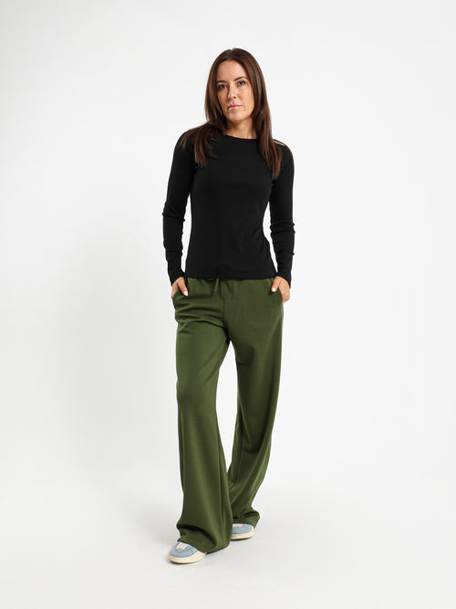 Crew Neck Long Sleeve Ribbed Top