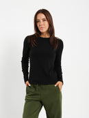 Crew Neck Long Sleeve Ribbed Top