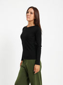 Crew Neck Long Sleeve Ribbed Top
