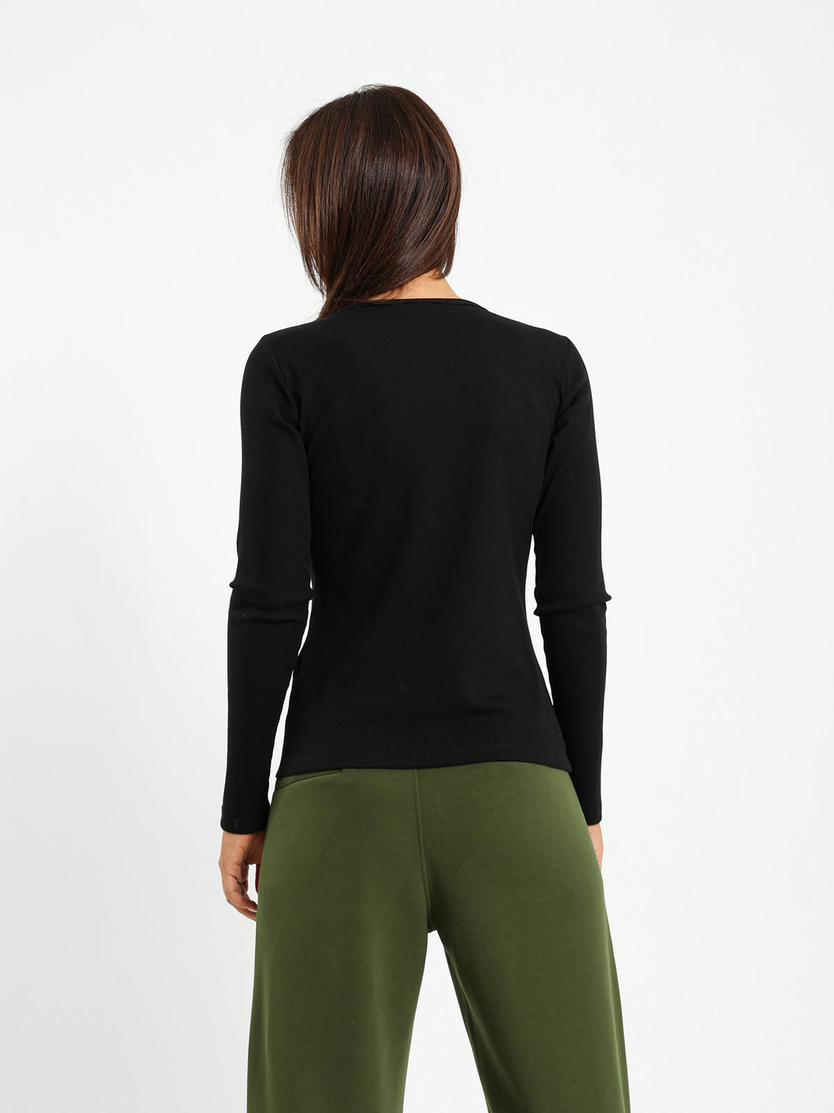 Crew Neck Long Sleeve Ribbed Top