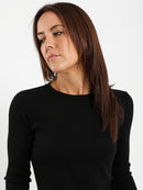 Crew Neck Long Sleeve Ribbed Top