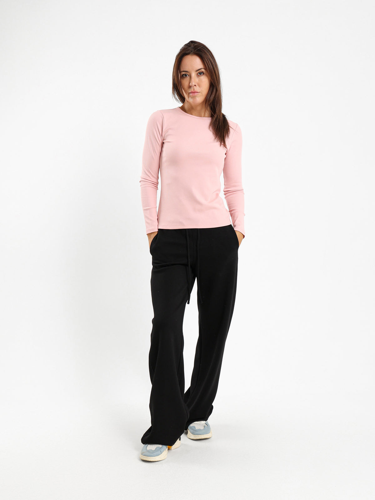 Crew Neck Long Sleeve Ribbed Top