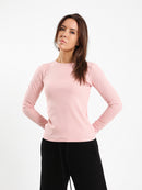 Crew Neck Long Sleeve Ribbed Top