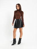Mock Neck Long Sleeve Ribbed Top