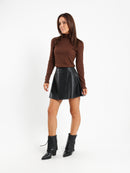 High-Waisted Faux Leather Short Skirt