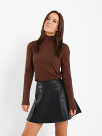 Mock Neck Long Sleeve Ribbed Top