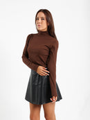 Mock Neck Long Sleeve Ribbed Top