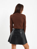 Mock Neck Long Sleeve Ribbed Top