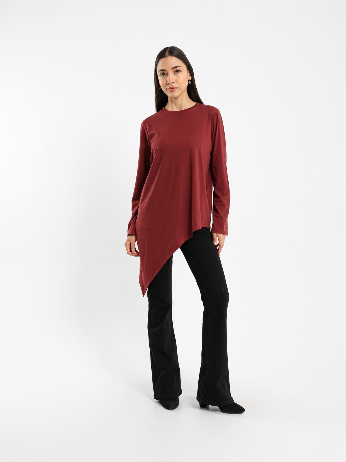 Asymmetric Flowy Long Sleeve Top