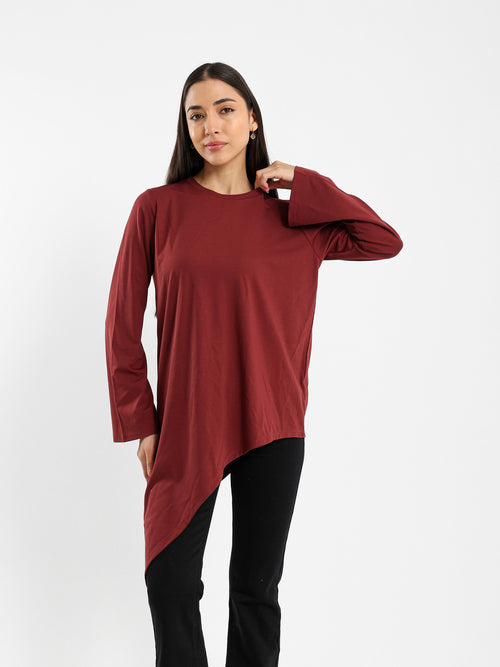 Asymmetric Flowy Long Sleeve Top