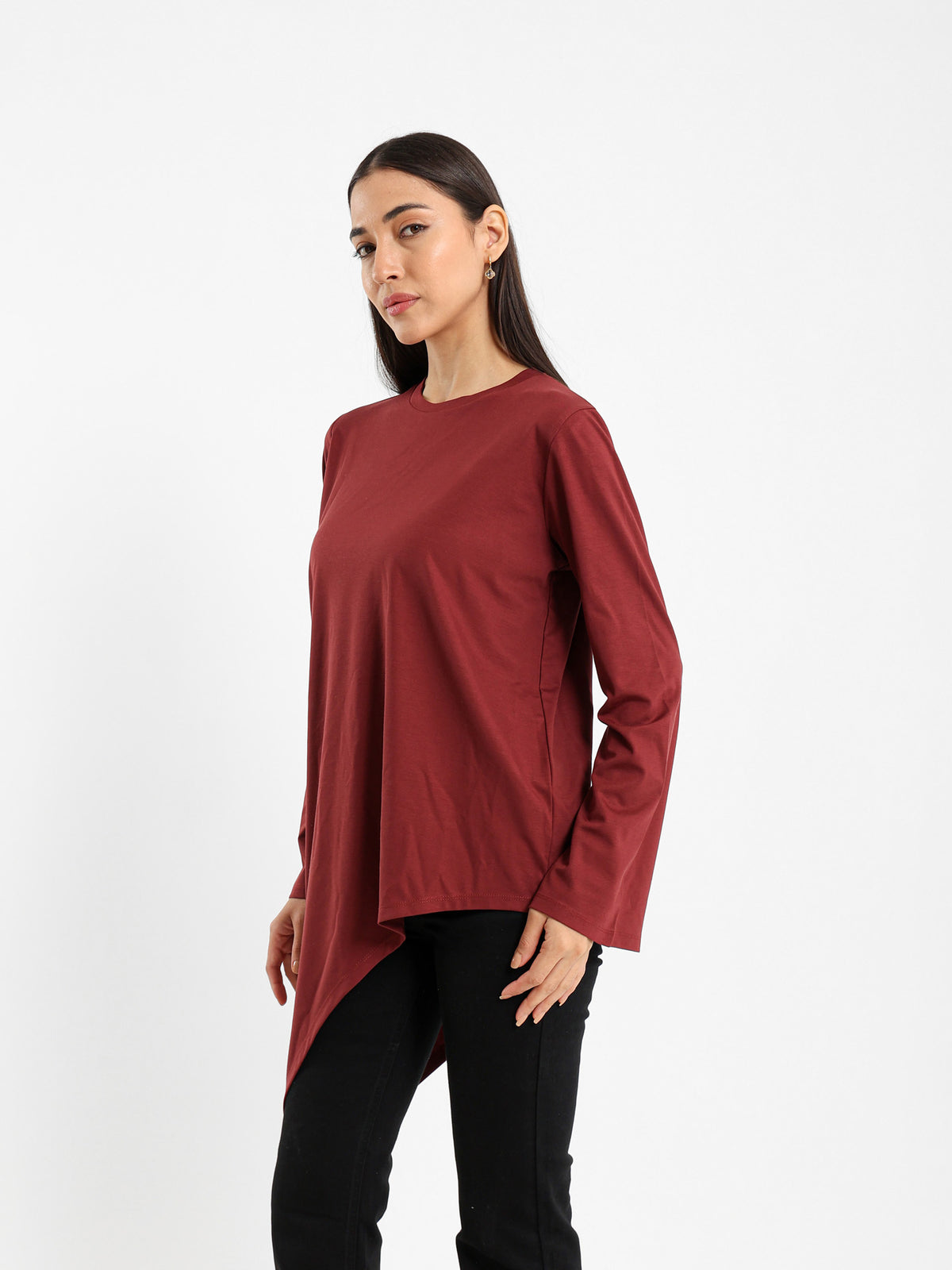 Asymmetric Flowy Long Sleeve Top