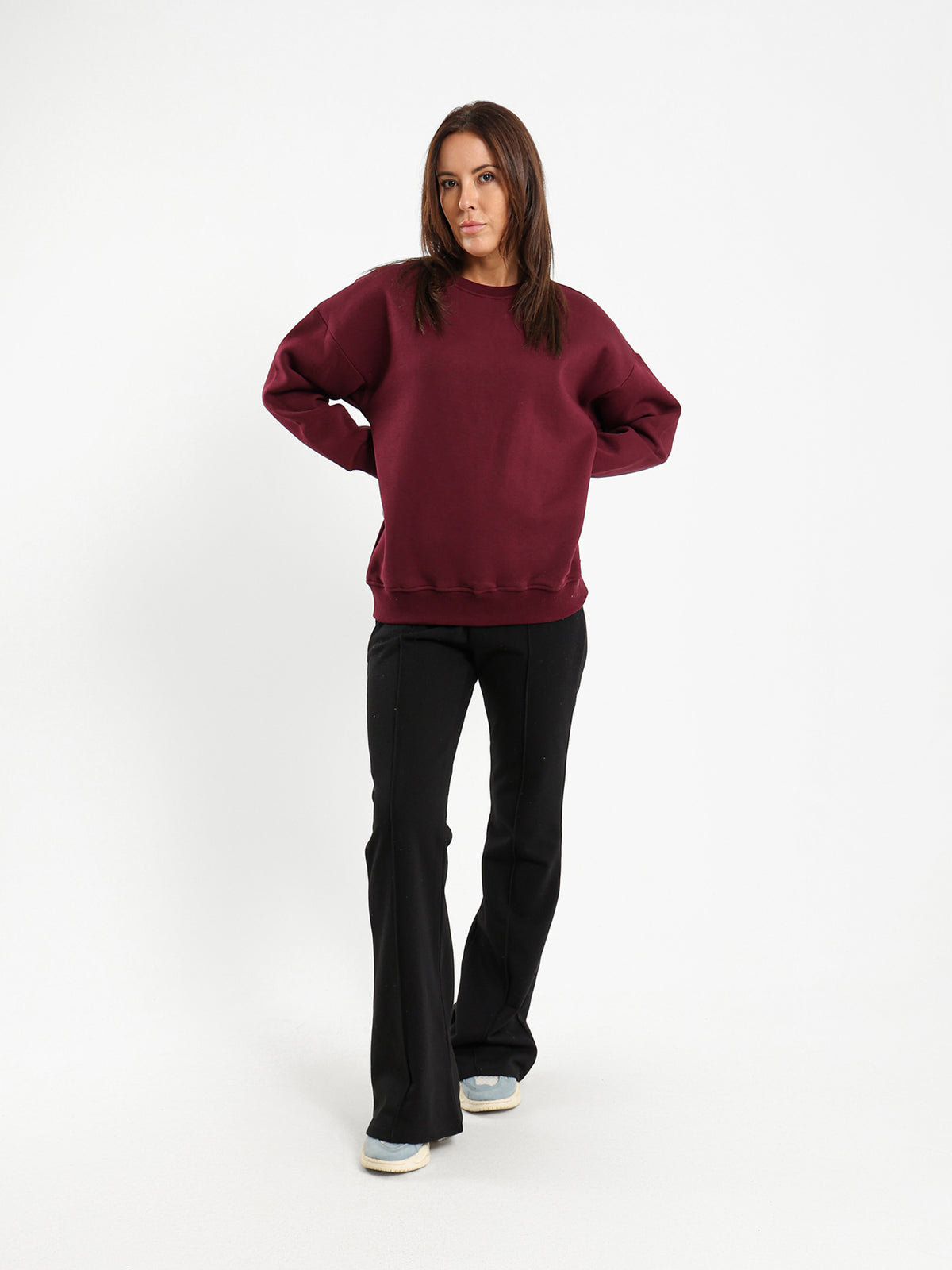 Melton Flared Pants with Slit