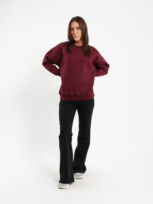 Melton Flared Pants with Slit