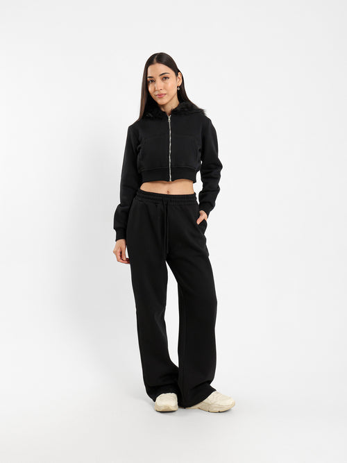 Cropped Zip-Up Hoodie