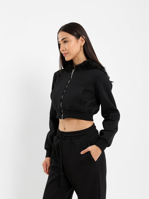 Cropped Zip-Up Hoodie
