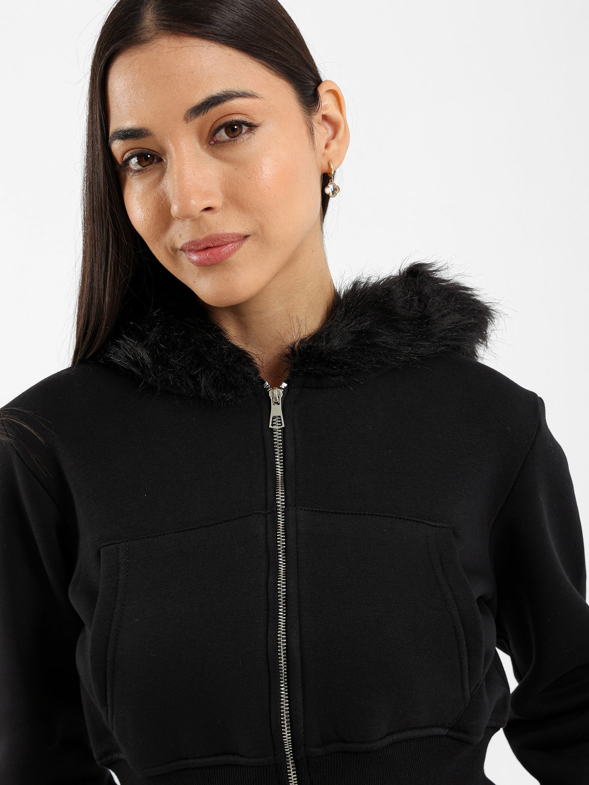 Cropped Zip-Up Hoodie